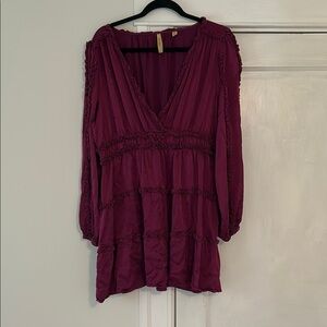 Shyanne Purple Long Sleeve Pleated Tunic
